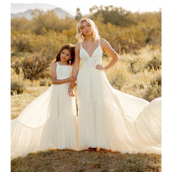 New joyfolie maia impact dress in cream tulle high low Ballgown wedding dress - Picture 3 of 16